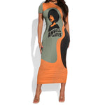 Angela Davis Short Sleeve Bodycon Dress Retro Graphic Design I Am Changing the Things I Cannot Accept Quote Civil Rights Empowerment Tribute TS04