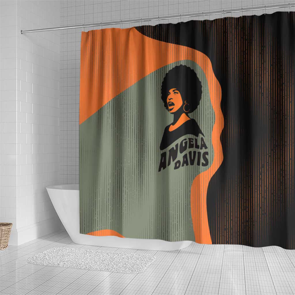 Angela Davis Shower Curtain Retro Graphic Design I Am Changing the Things I Cannot Accept Quote Civil Rights Empowerment Tribute - African Pride