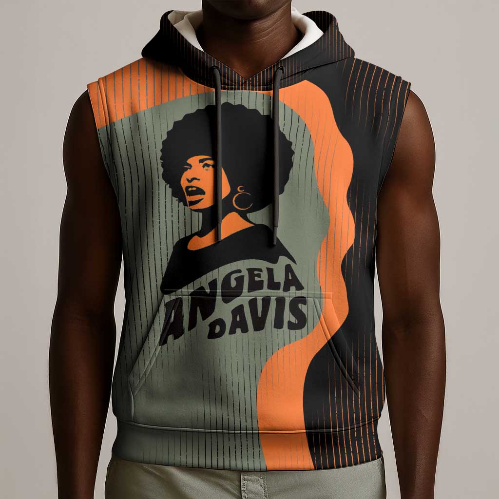 Angela Davis Sleeveless Hoodie Retro Graphic Design I Am Changing the Things I Cannot Accept Quote Civil Rights Empowerment Tribute - African Pride