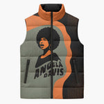 Angela Davis Sleeveless Puffer Jacket Retro Graphic Design I Am Changing the Things I Cannot Accept Quote Civil Rights Empowerment Tribute - African Pride