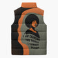 Angela Davis Sleeveless Puffer Jacket Retro Graphic Design I Am Changing the Things I Cannot Accept Quote Civil Rights Empowerment Tribute - African Pride