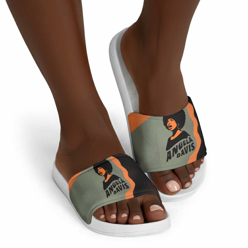 Angela Davis Slide Sandals Retro Graphic Design I Am Changing the Things I Cannot Accept Quote Civil Rights Empowerment Tribute - African Pride