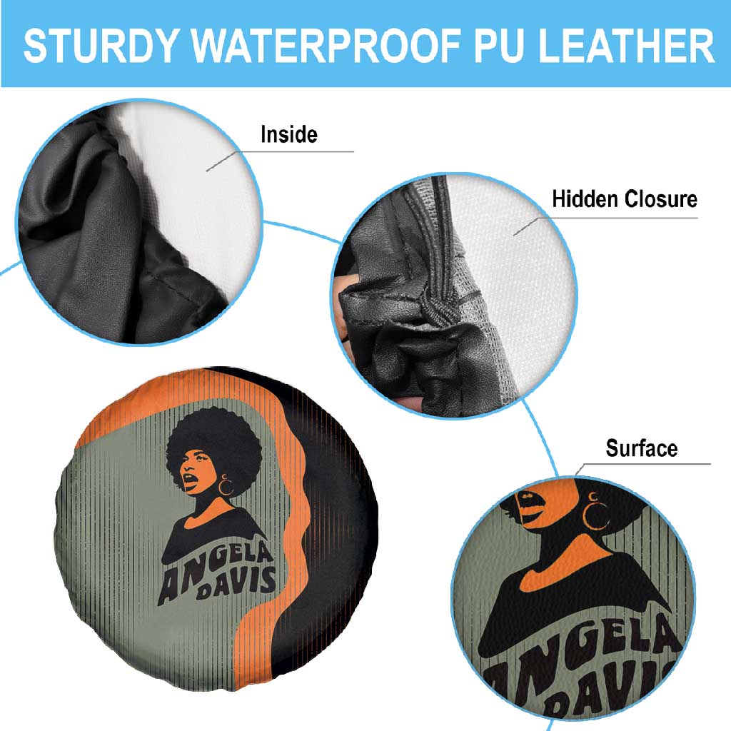 Angela Davis Spare Tire Cover Retro Graphic Design I Am Changing the Things I Cannot Accept Quote Civil Rights Empowerment Tribute - African Pride
