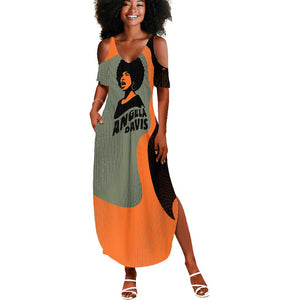 Angela Davis Summer Maxi Dress Retro Graphic Design I Am Changing the Things I Cannot Accept Quote Civil Rights Empowerment Tribute TS04