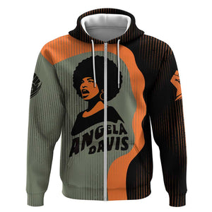 Angela Davis Zip Hoodie Retro Graphic Design I Am Changing the Things I Cannot Accept Quote Civil Rights Empowerment Tribute - African Pride