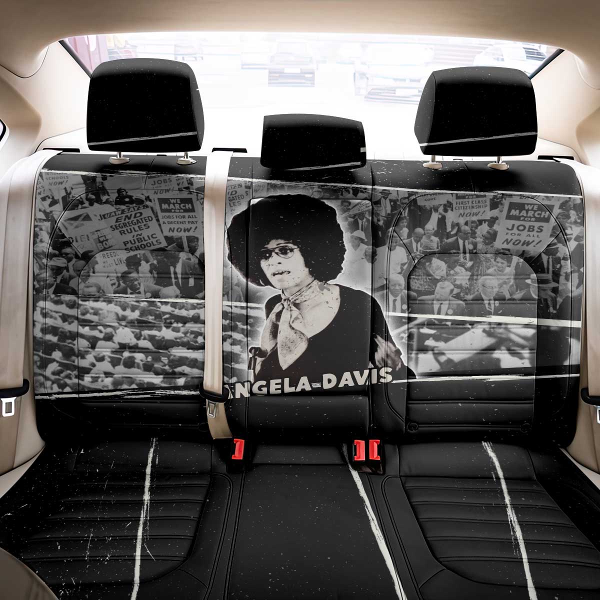 Angela Davis Back Car Seat Cover Protest Design Liberating Minds and Society Quote Civil Rights Movement - African Pride