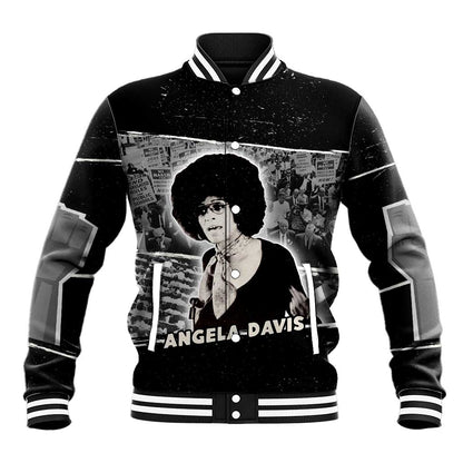 Angela Davis Baseball Jacket Protest Design Liberating Minds and Society Quote Civil Rights Movement - African Pride