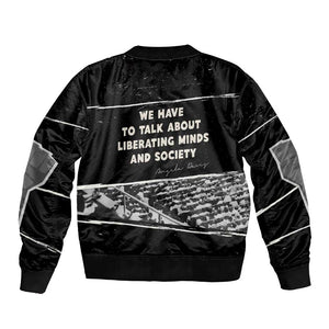 Angela Davis Bomber Jacket Protest Design Liberating Minds and Society Quote Civil Rights Movement - African Pride