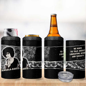 Angela Davis 4 in 1 Can Cooler Tumbler Protest Design Liberating Minds and Society Quote Civil Rights Movement - African Pride