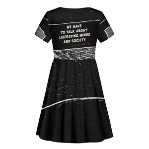 Angela Davis Kid Short Sleeve Dress Protest Design Liberating Minds and Society Quote Civil Rights Movement TS04