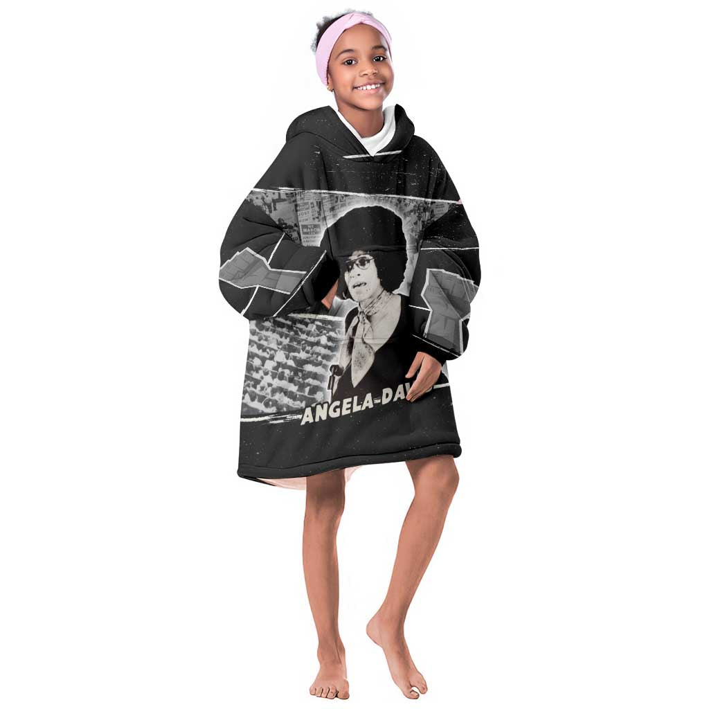 Angela Davis Kid Wearable Blanket Hoodie Protest Design Liberating Minds and Society Quote Civil Rights Movement - African Pride