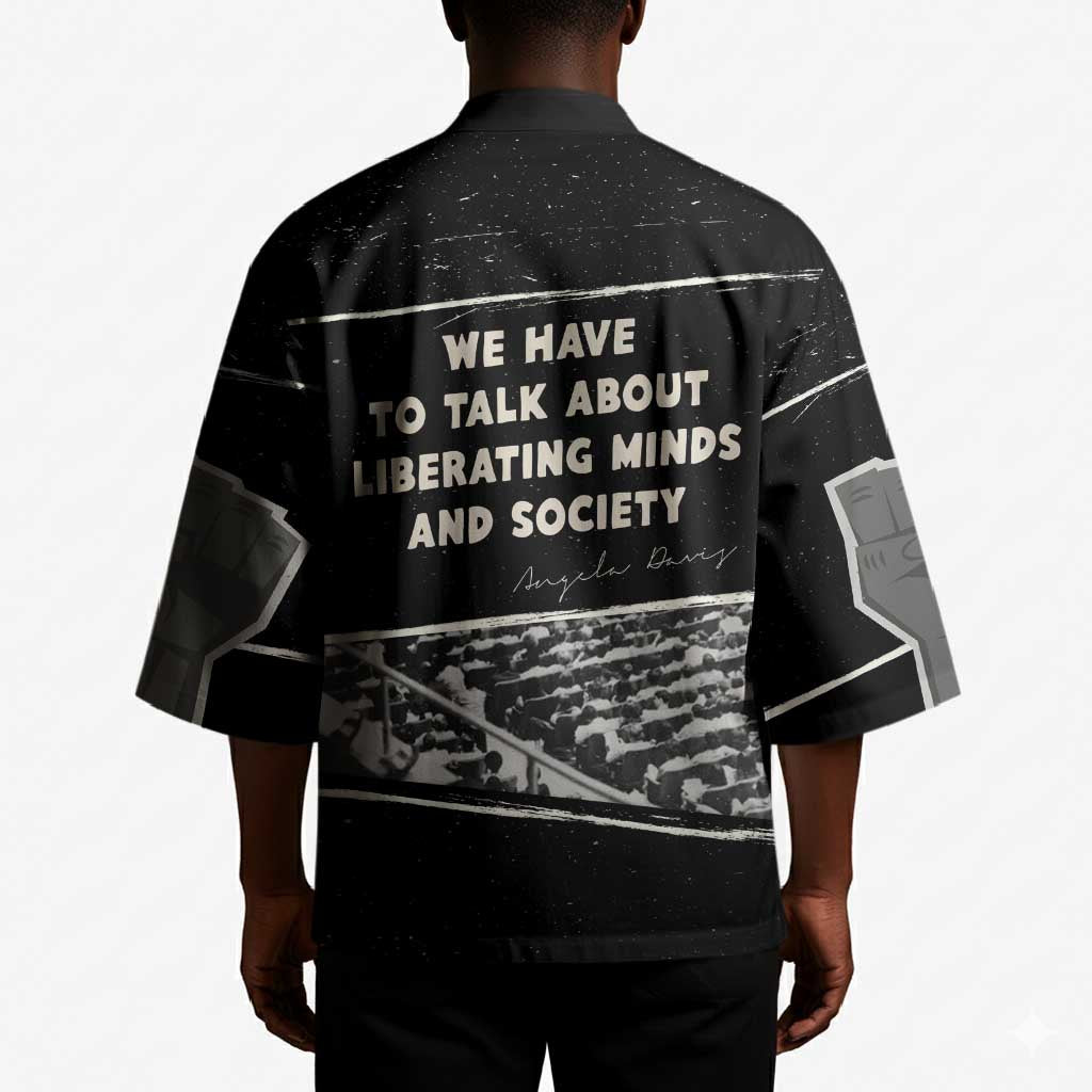 Angela Davis Kimono Protest Design Liberating Minds and Society Quote Civil Rights Movement - African Pride