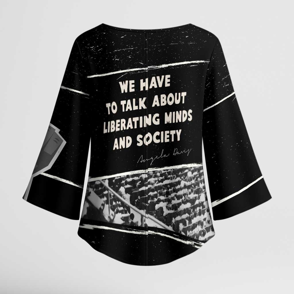 Angela Davis Kimono Sleeve Blouse Protest Design Liberating Minds and Society Quote Civil Rights Movement - African Pride