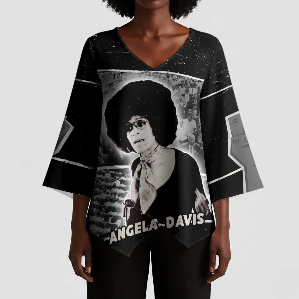 Angela Davis Kimono Sleeve Blouse Protest Design Liberating Minds and Society Quote Civil Rights Movement - African Pride