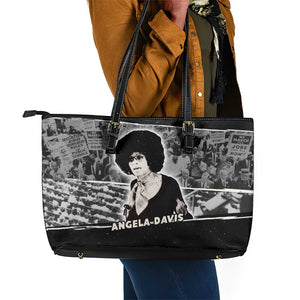 Angela Davis Leather Tote Bag Protest Design Liberating Minds and Society Quote Civil Rights Movement - African Pride