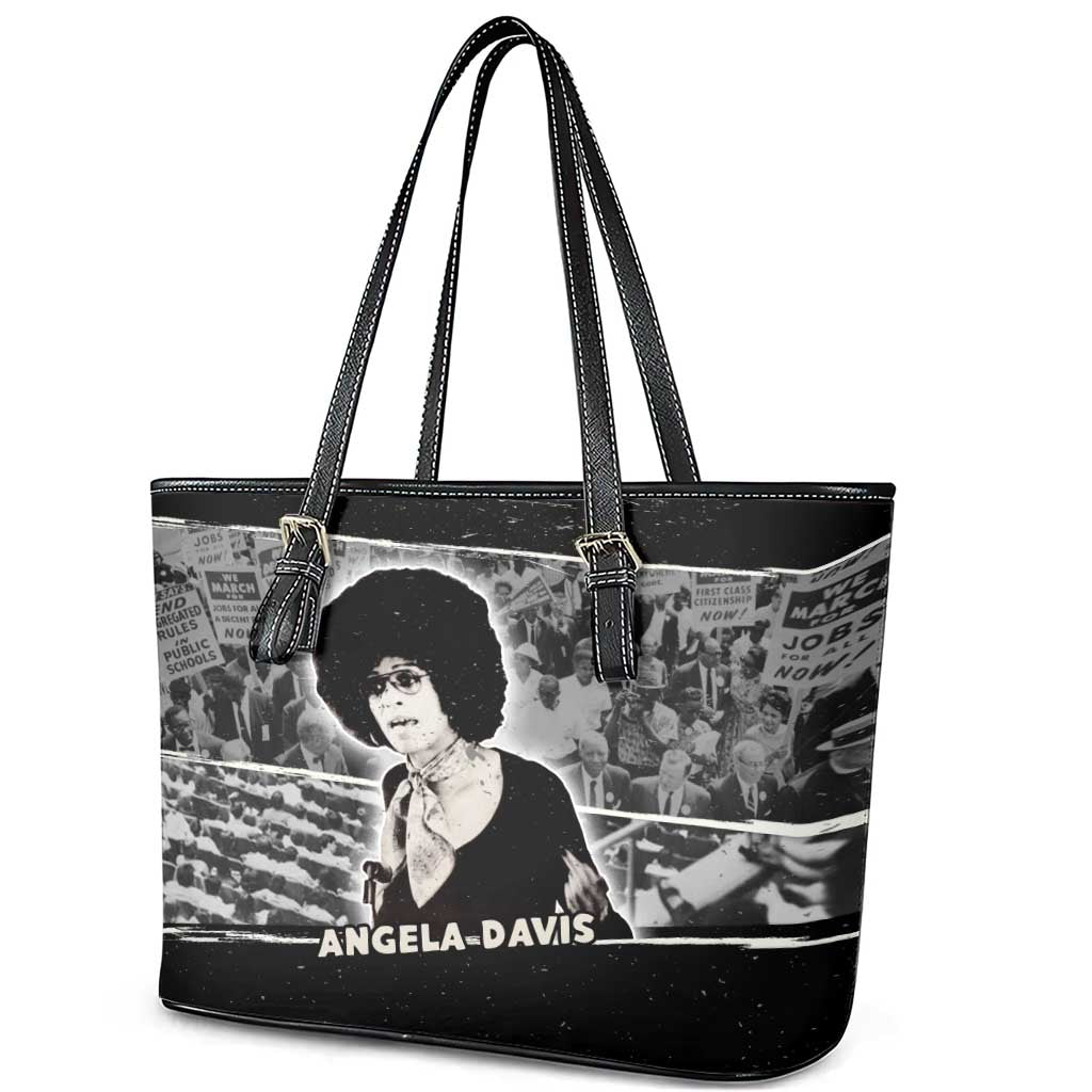 Angela Davis Leather Tote Bag Protest Design Liberating Minds and Society Quote Civil Rights Movement - African Pride