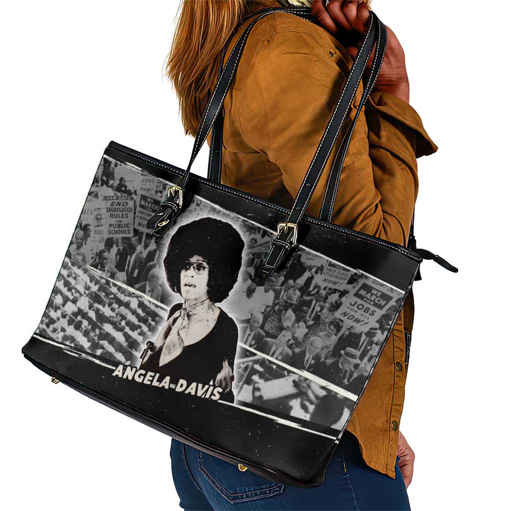 Angela Davis Leather Tote Bag Protest Design Liberating Minds and Society Quote Civil Rights Movement - African Pride