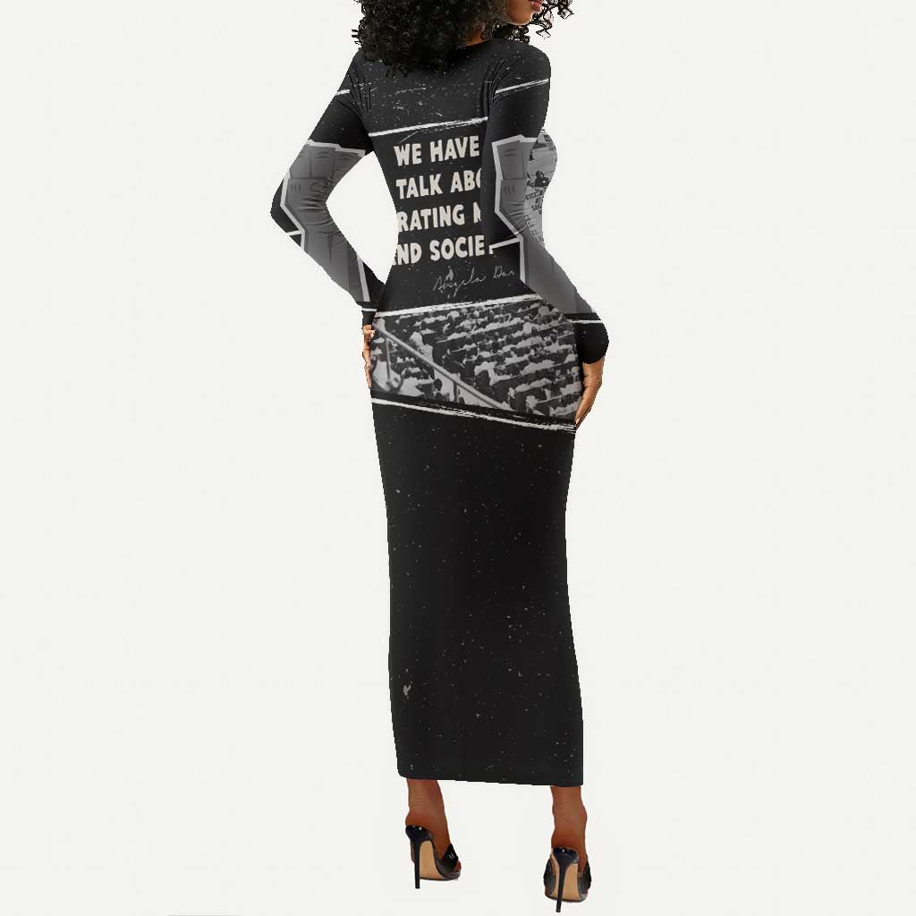 Angela Davis Long Sleeve Bodycon Dress Protest Design Liberating Minds and Society Quote Civil Rights Movement - African Pride