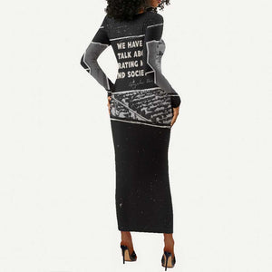 Angela Davis Long Sleeve Bodycon Dress Protest Design Liberating Minds and Society Quote Civil Rights Movement - African Pride
