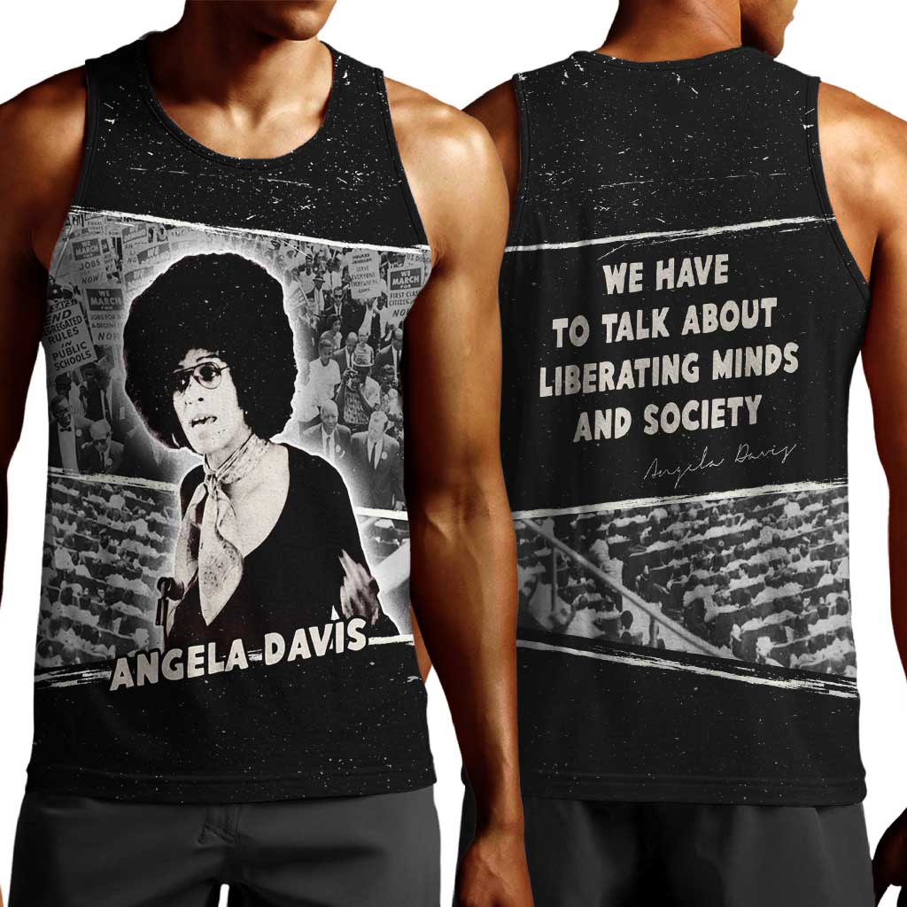 Angela Davis Men Tank Top Protest Design Liberating Minds and Society Quote Civil Rights Movement - African Pride