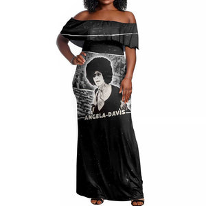 Angela Davis Off Shoulder Maxi Dress Protest Design Liberating Minds and Society Quote Civil Rights Movement - African Pride