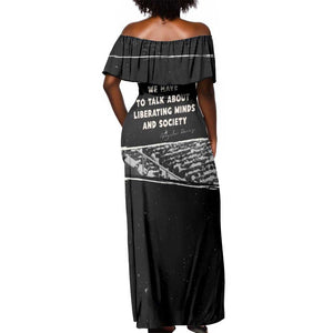 Angela Davis Off Shoulder Maxi Dress Protest Design Liberating Minds and Society Quote Civil Rights Movement - African Pride