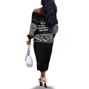 Angela Davis Off The Shoulder Long Sleeve Dress Protest Design Liberating Minds and Society Quote Civil Rights Movement - African Pride