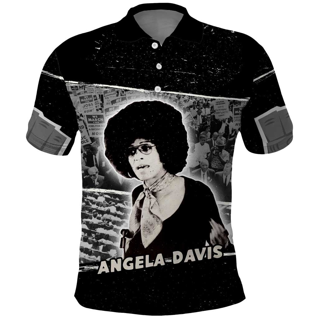 Angela Davis Polo Shirt Protest Design Liberating Minds and Society Quote Civil Rights Movement TS04