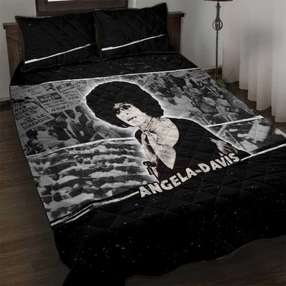 Angela Davis Quilt Bed Set Protest Design Liberating Minds and Society Quote Civil Rights Movement - African Pride