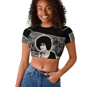 Angela Davis Raglan Cropped T shirt Protest Design Liberating Minds and Society Quote Civil Rights Movement TS04