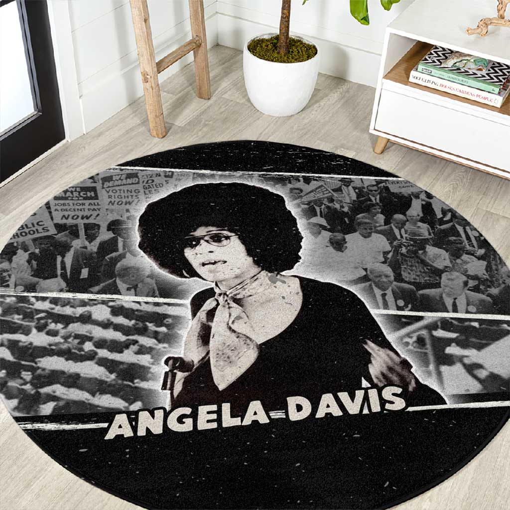 Angela Davis Round Carpet Protest Design Liberating Minds and Society Quote Civil Rights Movement - African Pride