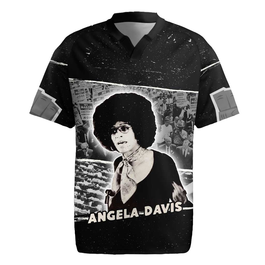 Angela Davis Rugby Jersey Protest Design Liberating Minds and Society Quote Civil Rights Movement TS04