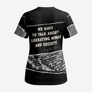 Angela Davis Scrub Top Protest Design Liberating Minds and Society Quote Civil Rights Movement - African Pride