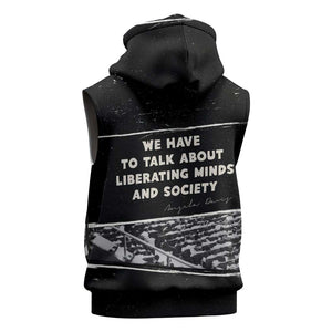 Angela Davis Sleeveless Hoodie Protest Design Liberating Minds and Society Quote Civil Rights Movement - African Pride