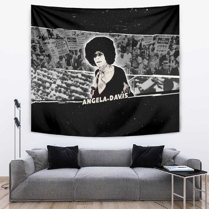 Angela Davis Tapestry Protest Design Liberating Minds and Society Quote Civil Rights Movement - African Pride