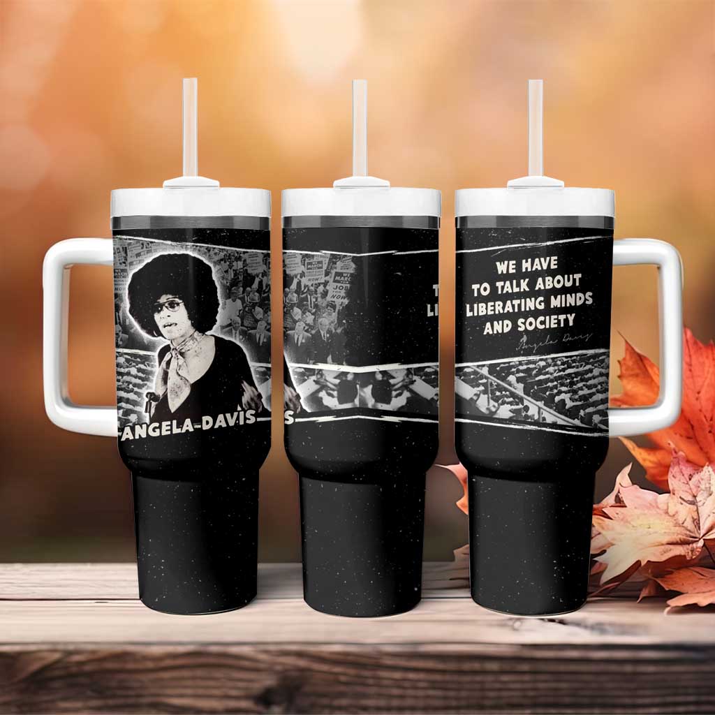 Angela Davis Tumbler With Handle Protest Design Liberating Minds and Society Quote Civil Rights Movement - African Pride