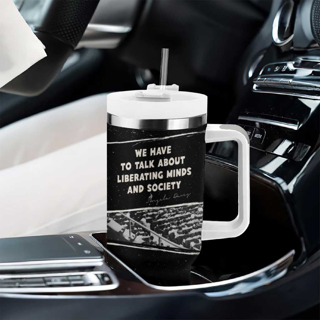 Angela Davis Tumbler With Handle Protest Design Liberating Minds and Society Quote Civil Rights Movement - African Pride