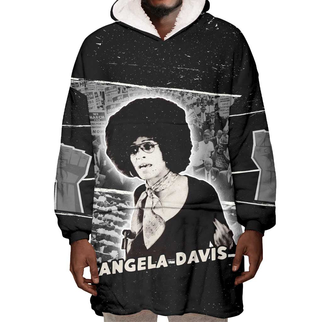 Angela Davis Wearable Blanket Hoodie Protest Design Liberating Minds and Society Quote Civil Rights Movement - African Pride