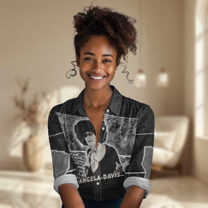Angela Davis Women Casual Shirt Protest Design Liberating Minds and Society Quote Civil Rights Movement - African Pride