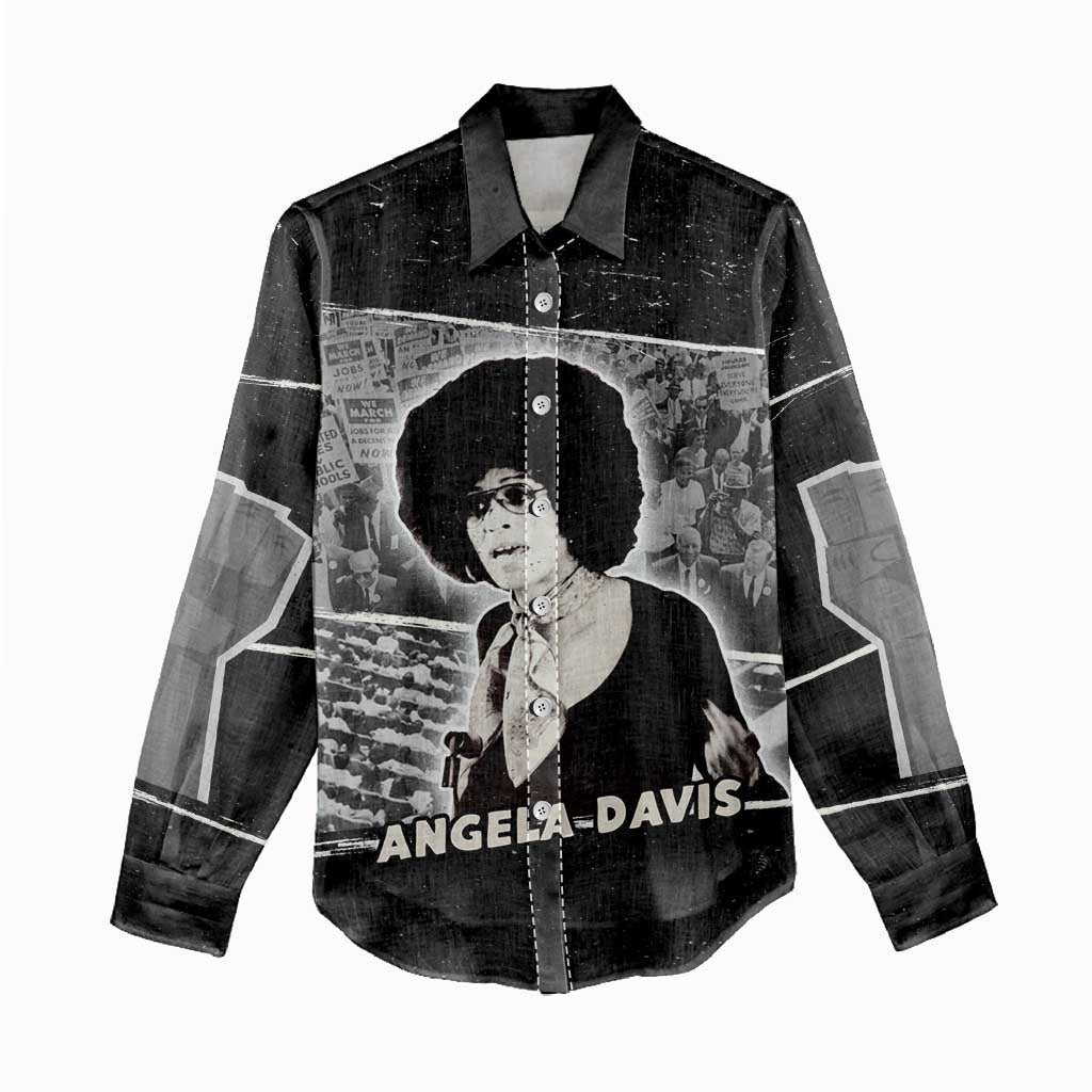 Angela Davis Women Casual Shirt Protest Design Liberating Minds and Society Quote Civil Rights Movement - African Pride
