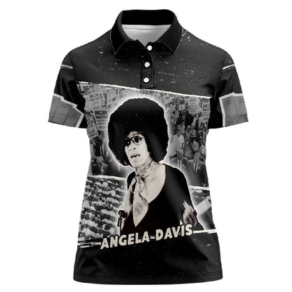 Angela Davis Women Polo Shirt Protest Design Liberating Minds and Society Quote Civil Rights Movement TS04