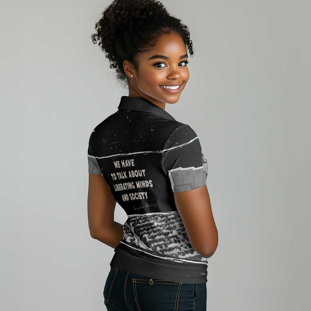 Angela Davis Women Polo Shirt Protest Design Liberating Minds and Society Quote Civil Rights Movement TS04
