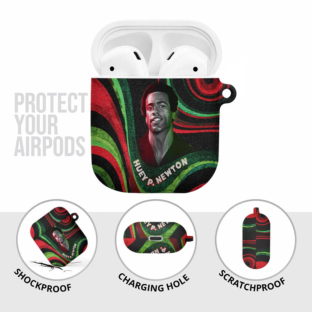Huey P. Newton AirPods Case Swirl Design Black Panther Party Symbol Revolutionary Tribute - African Pride