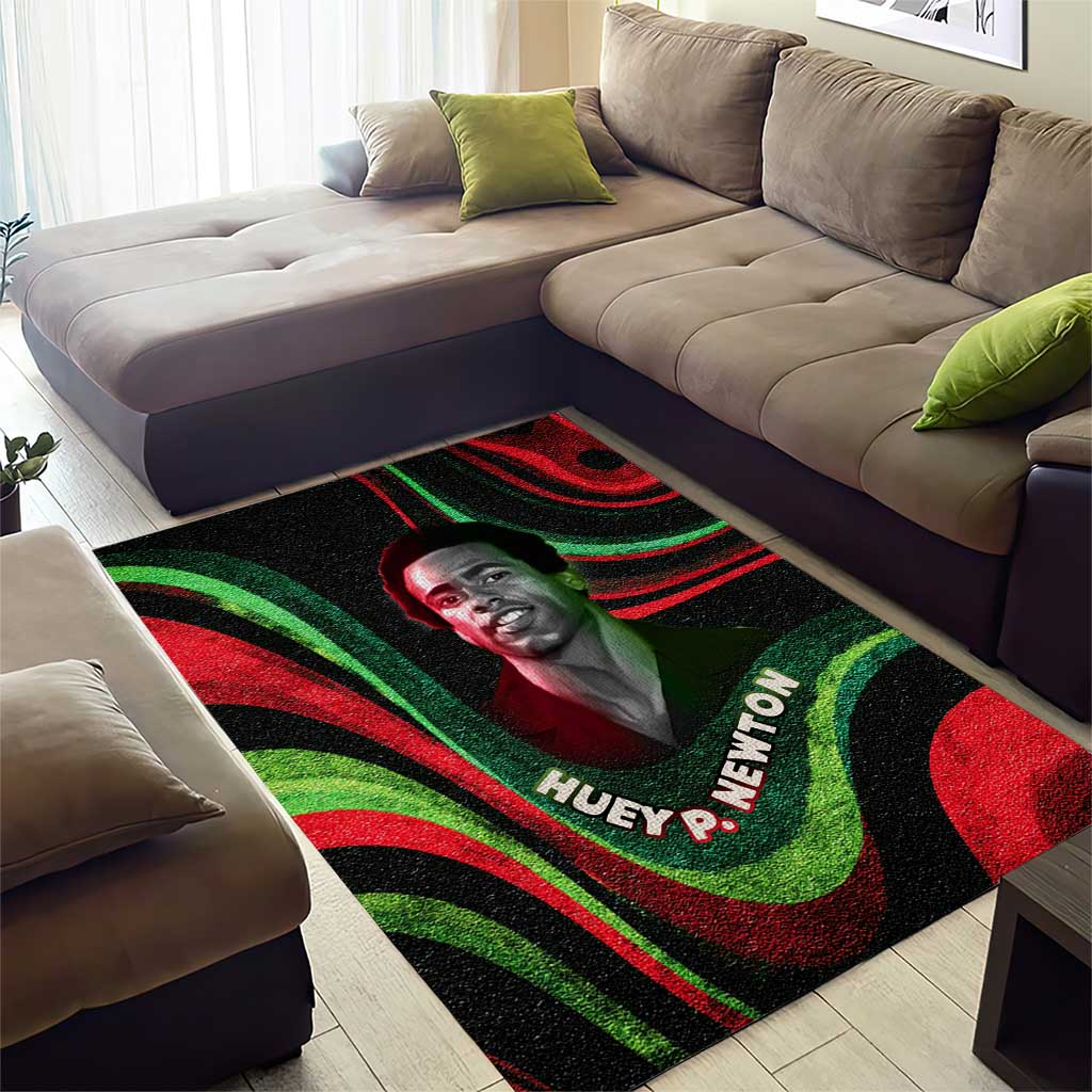 Huey P. Newton Area Rug Swirl Design Black Panther Party Symbol Revolutionary Tribute - African Pride