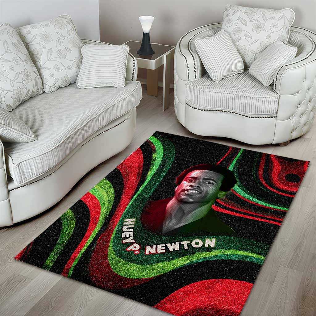 Huey P. Newton Area Rug Swirl Design Black Panther Party Symbol Revolutionary Tribute - African Pride