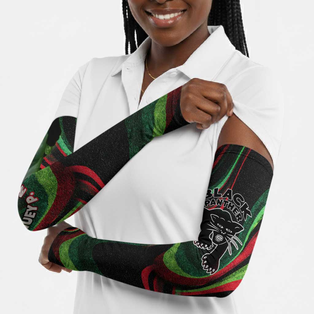 Huey P. Newton Arm Sleeves Swirl Design Black Panther Party Symbol Revolutionary Tribute - African Pride