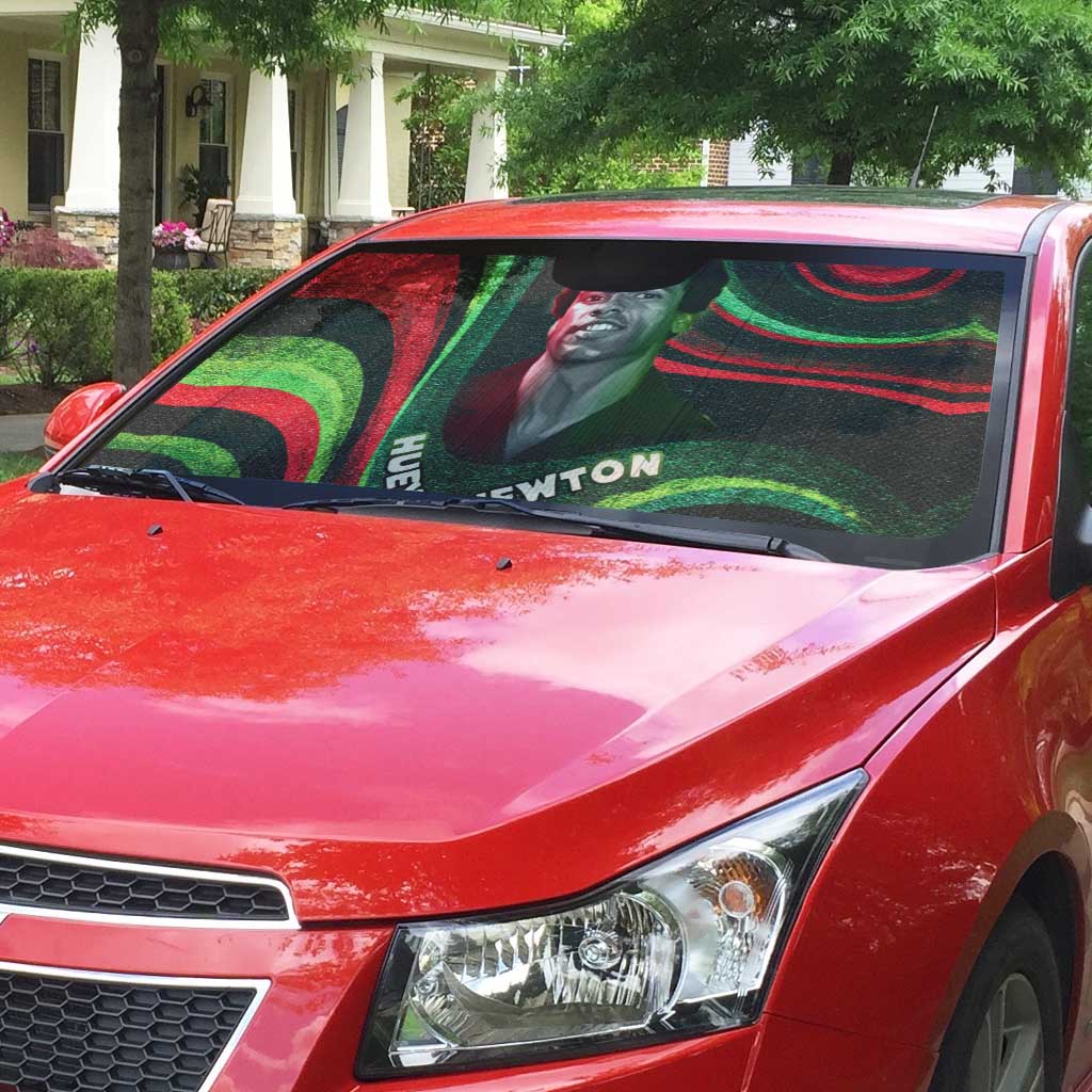 Huey P. Newton Auto Sun Shade Swirl Design Black Panther Party Symbol Revolutionary Tribute - African Pride