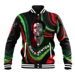Huey P. Newton Baseball Jacket Swirl Design Black Panther Party Symbol Revolutionary Tribute - African Pride