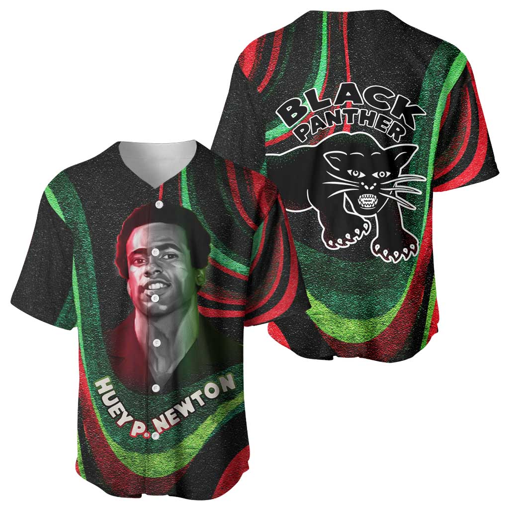 Huey P. Newton Baseball Jersey Swirl Design Black Panther Party Symbol Revolutionary Tribute TS04