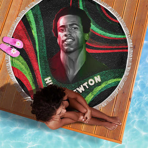 Huey P. Newton Beach Blanket Swirl Design Black Panther Party Symbol Revolutionary Tribute - African Pride